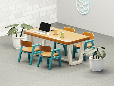 #WorkFromCafe 3d 3d illustration 3d render blender blender3d cafe coffee coffeetable design graphic design illustration isometric