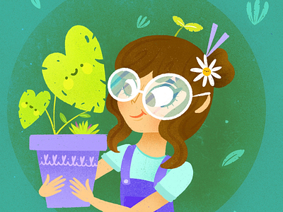 Girl plant’s art artist artista character design chica dibujo diseño de personajes draw girl happy illustration ilustración ilustradora plantas plants procreate
