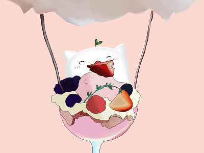 Munchkin in Strawberry Parfait food illustration