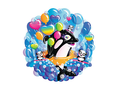 San Diego Addy Awards - Orca free willy illustration kawaii orca rainbow san diego