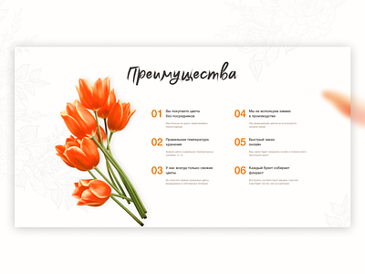 Redesign "Камелия". Online flower shop. Company benefits