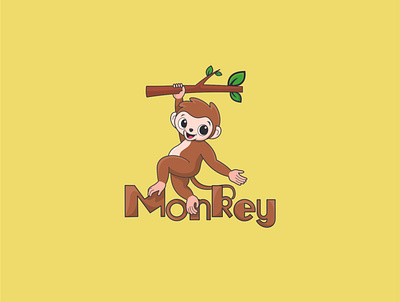 monkey animation branding cute animal design icon illustration illustrator logo logo design minimal monkey monkey logo vector