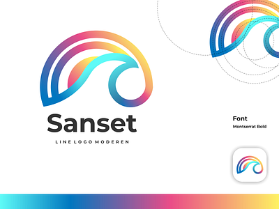 sanset logo branding design icon illustration illustrator logo logo design logotype minimal typography