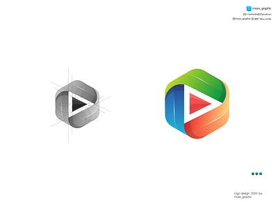Poligon Playbutton Logo branding design icon illustration logo logo design logotype vector