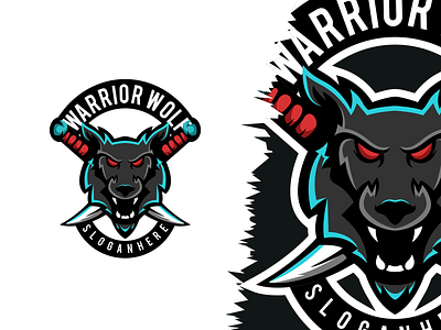 Warrior wolf mascot logo branding design graphic design icon illustration logo logo design logotype vector