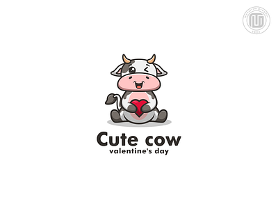 Cute Cow Valentine's day logo branding design graphic design icon illustration logo logo design logotype vector