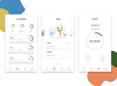 Digital wellbeing journal app app ui ux