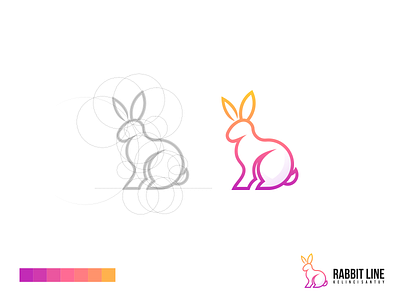 Rabbit Line Logo app brand branding colorful design identity illustration lettering logo modern rabbit vector