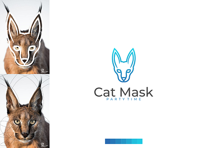 Cat Mask Logo animal app brand branding cat colorful design identity illustration lettering logo minimal modern simple vector