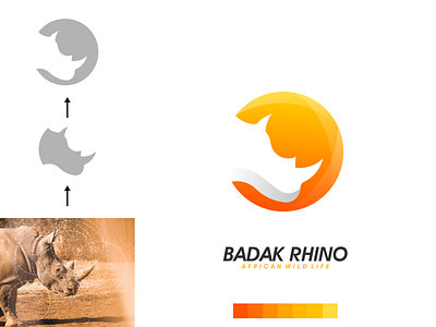 Badak Rhino Logo animal app brand branding colorful design identity illustration lettering logo minimal minimalist rhino simple vector