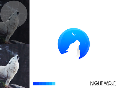 Night Wolf Logo animal app brand branding clean design identity illustration lettering logo minimal minimalist modern simple vector wolf