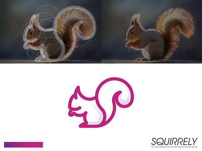 Squirely Logo animal app brand branding design identity illustration lettering logo minimal minimalist modern nature simple squirrel vector