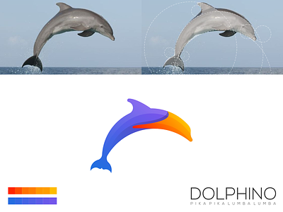 Dolphino Logo app brand branding clean color colorful design dolphin identity illustration lettering logo minimal minimalist modern simple vector