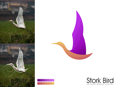 Stork Bird Logo animal app bird brand branding clean design grid identity illustration lettering logo minimal minimalist modern simple vector