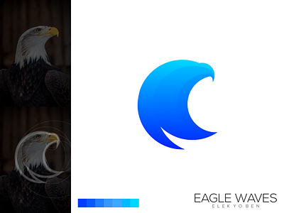 Eagle Waves Logo app brand branding clean design eagle grid identity illustration lettering logo minimal minimalist modern sea simple vector waves