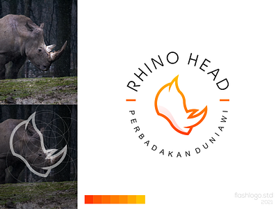 Rhino Head Logo animals app brand branding clean color design identity illustration lettering logo minimal minimalist modern simple vector