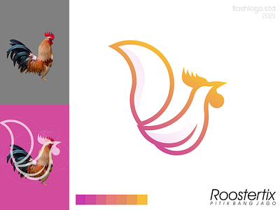 Roostertix Logo animals app brand branding chicken clean design identity illustration lettering logo minimal minimalist modern rooster simple vector