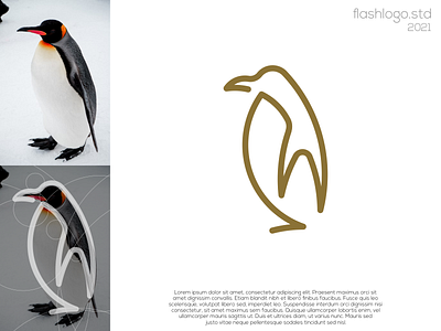 Penguin Logo animals app brand branding clean design elegant gold identity illustration lettering logo minimal minimalist modern penguins simple vector