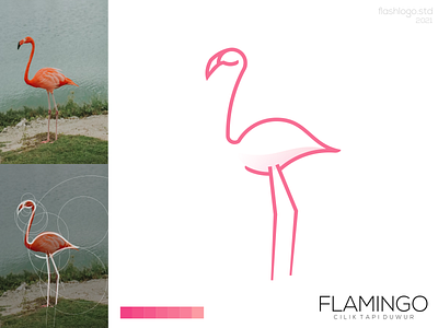 Flamingo Logo animals app bird brand branding clean color design elegant flamingo grid identity illustration lettering logo minimal modern simple vector