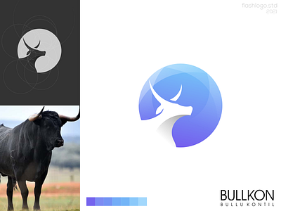 Bullkon Logo animals app brand branding bull color design elegant grid identity illustration lettering logo minimal minimalist modern simple vector