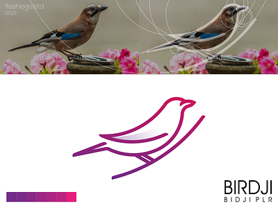 Birdji Logo animals app bird brand branding clean color design grid identity illustration lettering line logo minimal minimalist modern simple vector