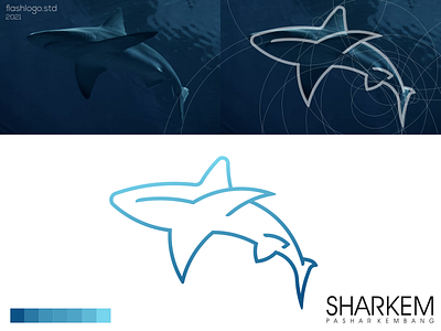 Sharkem Logo animals app brand branding clean color design grid identity illustration lettering line logo minimal modern sea shark simple vector
