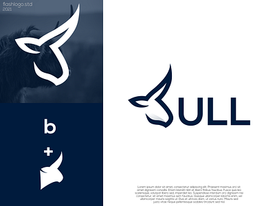 Bull Logo animals app brand branding bull clean design grid identity illustration lettering line logo minimal minimalist modern simple vector wordmark