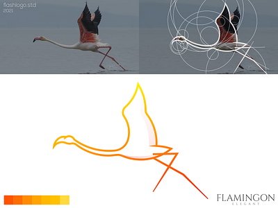 Flamingon Logo animals app bird brand branding clean color design elegant flamingo grid identity illustration lettering logo minimal modern simple vector