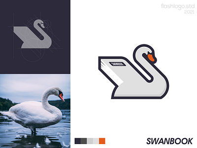 Swanbook Logo animals app book brand branding clean design dual meaning grid identity illustration lettering logo minimal minimalist modern simple swan vector