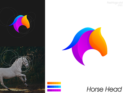 Horse Head Logo animals app awesome brand branding colorful design gradient great horse identity illustration lettering logo minimal minimalist modern nice simple vector