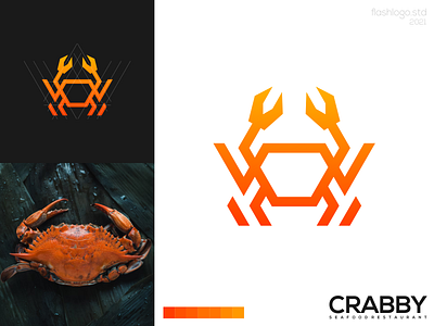 Crabby Logo app brand branding clean crab design gradient grid identity illustration inspiration lettering logo minimal modern sea seafood simple vector