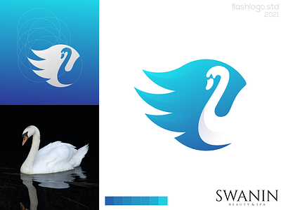 Swanin Logo app awesome brand branding clean design elegant goose gradient grid identity illustration inspiration lettering logo minimal modern simple swan vector
