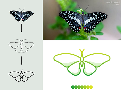 Butterflyn Logo app brand branding butterfly clean design elegant green grid identity illustration insect lettering logo minimal modern process simple vector wild