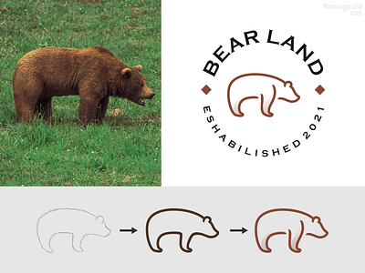 Bear Land Logo animals app bear brand branding clean design elegant grid identity illustration lettering line logo masculine minimal modern simple vector wild