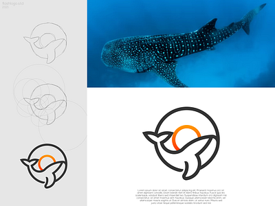 Whale Line Logo animals app awesome brand branding business clean design grid identity illustration lettering logo minimal modern process sea simple vector whale