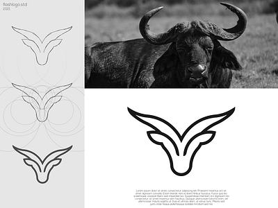 Buffalo Logo animals app awesome brand branding buffalo clean design grid identity illustration lettering line logo minimal modern simple vector wild