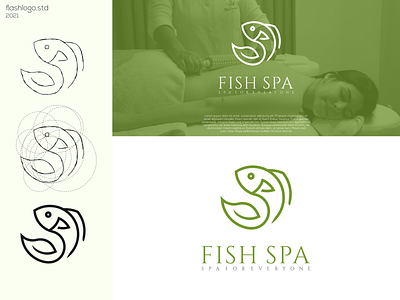 Fish Spa Logo animals app awesome brand branding clean design elegant fish identity illustration lettering logo minimal modern natural sea simple spa vector