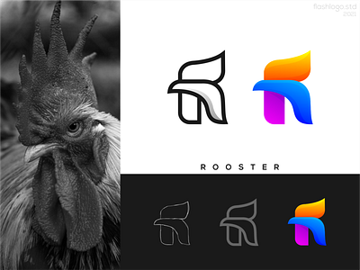 Rooster Logo animals app awesome brand branding chicken clean colorful design elegant gradient identity illustration lettering logo minimal modern rooster simple vector