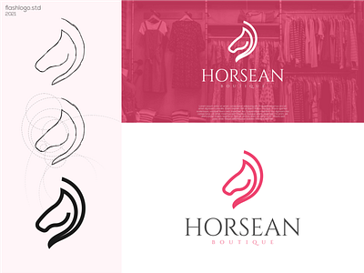 Horsean Logo animals app awesome boutique brand branding clean design elegant feminine horse identity illustration lettering logo minimal modern simple vector women