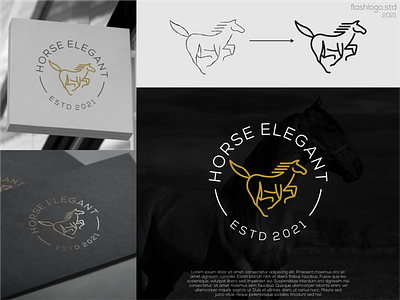 Horse Elegant Logo animals app awesome brand branding clean design elegant gold great horse identity illustration lettering logo luxury minimal modern simple vector