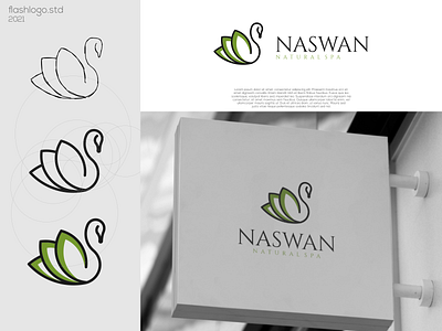 Naswan Logo animal app awesome brand branding clean design grid identity illustration lettering logo minimal modern natural process simple sketch swan vector