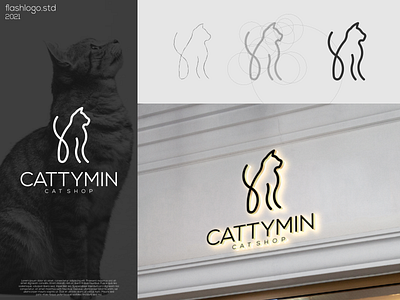 Cattymin Logo animals app awesome brand branding cat catshop clean design great identity illustration lettering logo minimal modern nice pet simple vector