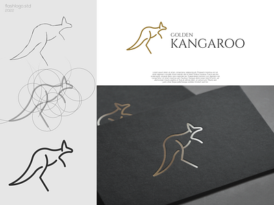 Golden Kangaroo Logo animals app awesome brand branding clean design dope grid identity illustration kangaroo lettering line logo minimal modern nice simple vector