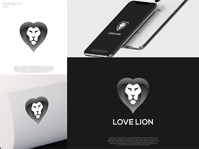 Love Lion Logo animals awesome black brand branding clean design gradient identity illustration inspiration lettering lion logo minimal modern silver simple vector wild