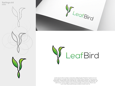 LeafBird Logo animals awesome bird brand branding clean design elegant green grid identity illustration inspiration lettering logo minimal modern nature simple vector