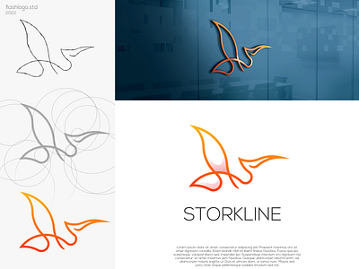 Storkline Logo animals app bird brand branding clean design graphic design grid identity illustration inspirations lettering line logo minimal modern simple stork vector