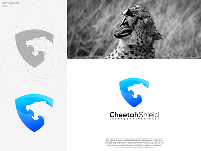 Cheetah shield logo animals app awesome brand branding cheetah clean design grid identity illustration inspirations lettering logo minimal modern shield simple tiger vector