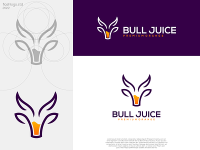 Bull Juice Logo 2022 angry animal branding buffalo bussines cow grid horn illustration inspirations juice juices line modern orange ox power simple symbol