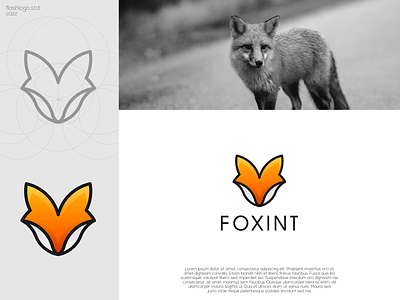 Foxint Logo animals app brand branding clean design fox golden ratio gradient grid identity illustration lettering line logo minimal modern simple vector