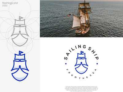 Sailing Ship Logo app awesome brand branding clean design elegant grid identity illustration inspiration lettering logo minimal modern sea ship ship sailing simple vector